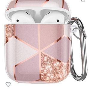 Pink geometric AirPods case cover